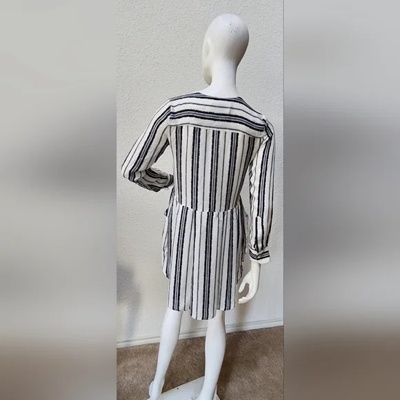 A.L.C. Silk Navy and White Striped Mini Shirt Dress Size XS - Picture 4 of 8